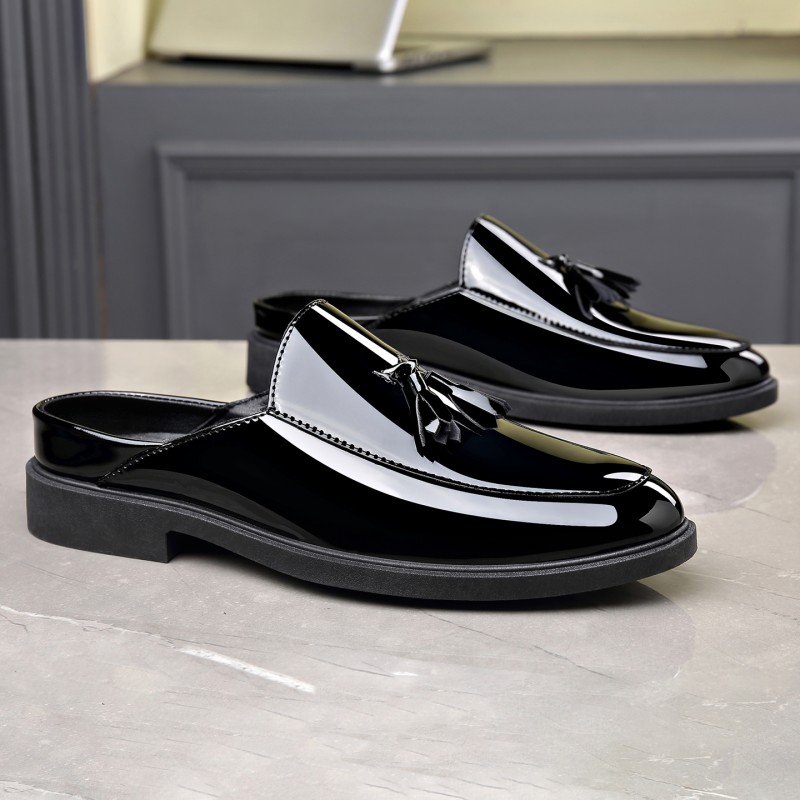 Formal Men Daily Wear Footwear - Sepatu Mules Kulit Paten Hitam Pria