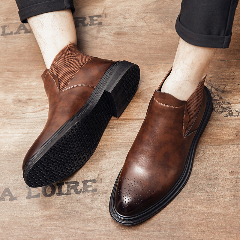 Men Formal Wear With Boots - Sepatu kulit high-top serbaguna untuk pria,
