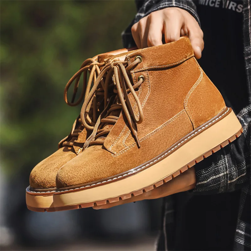 Men Formal Wear With Boots - Sepatu Kulit Suede Sapi Buatan Tangan