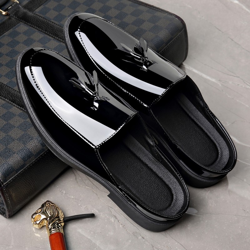 Sepatu Mules Kulit Paten Hitam - Formal Men Daily Wear Footwear ulasan dan harga