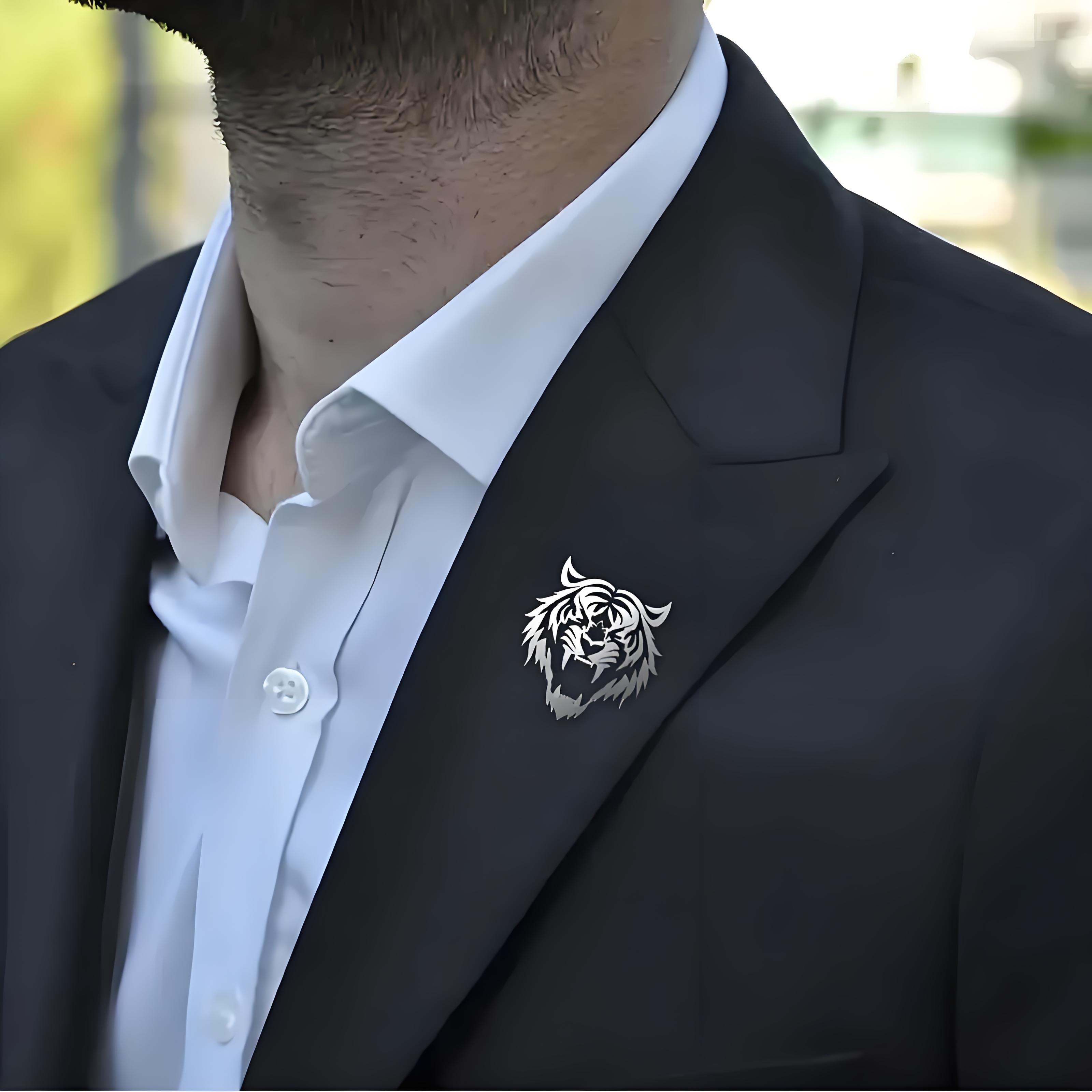 Pin Kerah Kepala Harimau Baja  - Tuxedo Lapel Pin ulasan dan harga