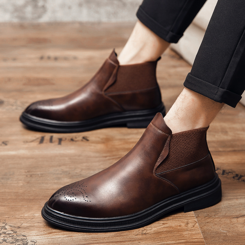 Sepatu kulit high-top serbagun - Men Formal Wear With Boots ulasan dan harga