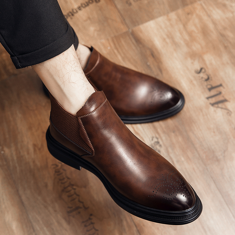 Sepatu kulit high-top serbagun - Men Formal Wear With Boots ulasan dan harga